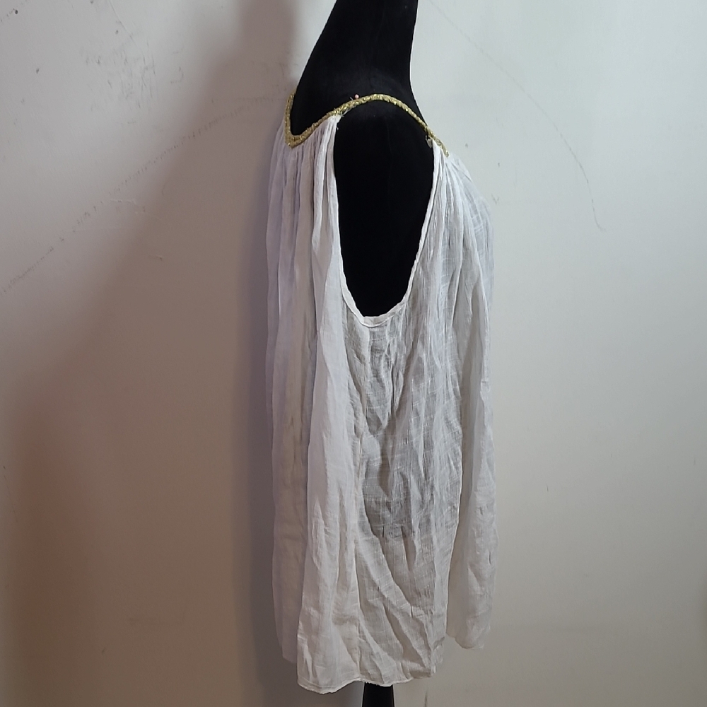 Ashley Stewart White Top with Gold Accents - Picture 2 of 9